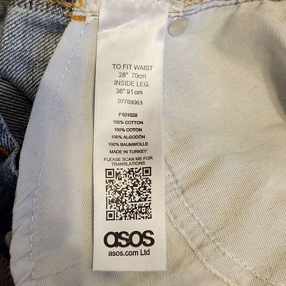 asos 100% cotton acid washed barrel leg super high rise button fly jeans, 28 - Picture 6 of 8